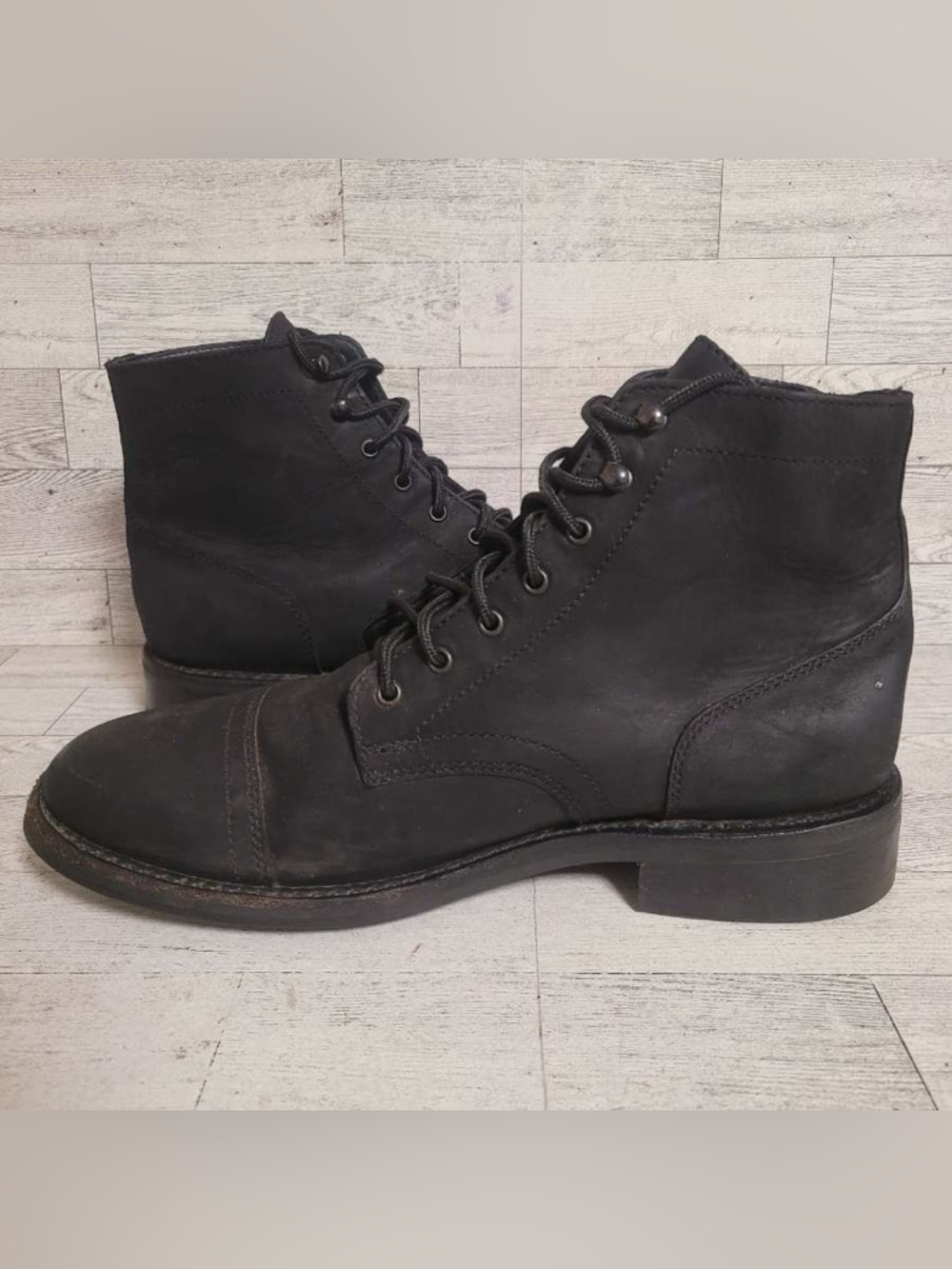Men's Thursday Captain Black Matte Leather Cap Toe Biker Combat Boots Size 12 - Picture 8 of 10